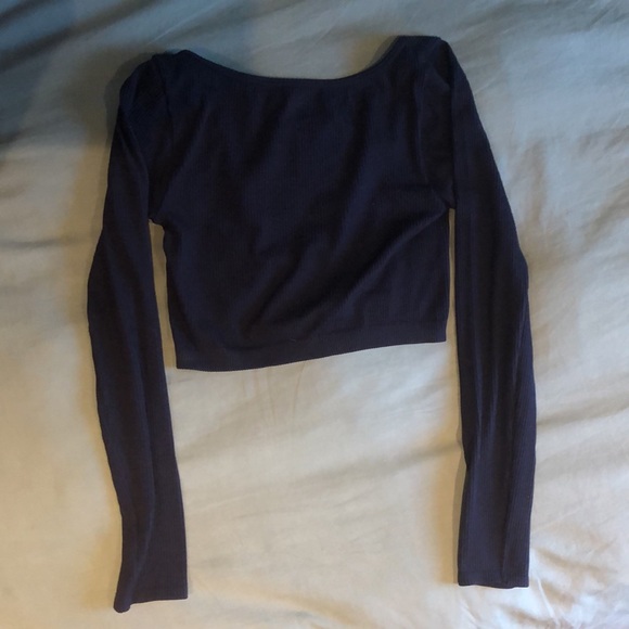 Garage, black long-sleeve ribbed cropped crew neck. Size US S. - Picture 2 of 5